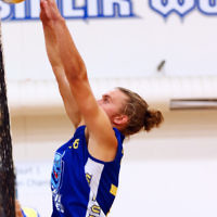 23-3-16. Bialik College Alumni v Year 12 volleyball match.  Photo: Peter Haskin