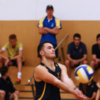 23-3-16. Bialik College Alumni v Year 12 volleyball match.  Photo: Peter Haskin