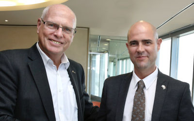 Major General Jim Molan (left) and Likud MK Amir Ohana.
Photo: Noel Kessel