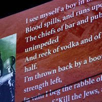 5-5-16. Yom Hashoah 2016. Gennady Vikov recites the poem "Babi Yar". Photo: Peter Haskin