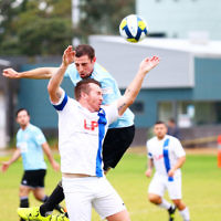 8-5-16. North Caulfield Maccabi Football Club (NCMFC) 4 def Penninsula Strikers 1. Caulfield Park. Tal Marom. Photo: Peter Haskin