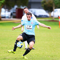 8-5-16. North Caulfield Maccabi Football Club (NCMFC) 4 def Penninsula Strikers 1. Caulfield Park. Tal Marom. Photo: Peter Haskin