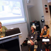 27-6-16. Limmud Oz. Melbourne 2016. Marlo Newton with Trevor Seppings, Natalie Simmons. Nat and Trev do Jerusalem. Photo: Peter Haskin