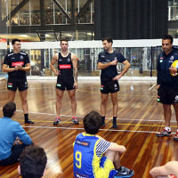 15-6-16. AFL multi cultural round. Members of Maccabi All Abilities working on their football skills at the Collingwood Footbal Club. Photo: Peter Haskin