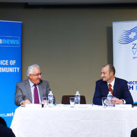 22-6-16. AJN/Zionism Victoria Federal election 2016 debate. Michael Danby (Labor), Owen Guest (Liberal). Photo: Peter Haskin 22-6-16. AJN/Zionism Victoria Federal election 2016 debate. Michael Danby (Labor), Owen Guest (Liberal). Photo: Peter Haskin