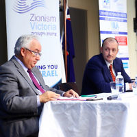 22-6-16. AJN/Zionism Victoria Federal election 2016 debate. Michael Danby (Labor), Owen Guest (Liberal). Photo: Peter Haskin 22-6-16. AJN/Zionism Victoria Federal election 2016 debate. Michael Danby (Labor), Owen Guest (Liberal). Photo: Peter Haskin