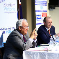 22-6-16. AJN/Zionism Victoria Federal election 2016 debate. Michael Danby (Labor), Owen Guest (Liberal). Photo: Peter Haskin 22-6-16. AJN/Zionism Victoria Federal election 2016 debate. Michael Danby (Labor), Owen Guest (Liberal). Photo: Peter Haskin