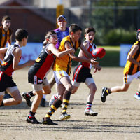 31-7-16. AJAX U14 Jets v Waverley Park Hawks at Princes Park Caulfield. Photo: Peter Haskin