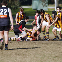 31-7-16. AJAX U14 Jets v Waverley Park Hawks at Princes Park Caulfield. Photo: Peter Haskin