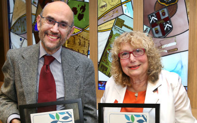 Professor Leslie Burnett (left) with Shula Endrey-Walder with their awrds at Wolper Jewish Hospital. Picture: Noel Kessel.