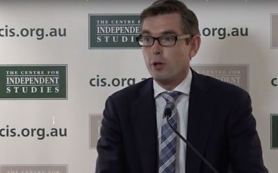 NSW Finance Minister Dominic Perrottet speaking at the Centre for Independent Studies' Leaders Lunch. Photo: YouTube screenshot NSW Finance Minister Dominic Perrottet speaking at the Centre for Independent Studies' Leaders Lunch. Photo: YouTube screenshot