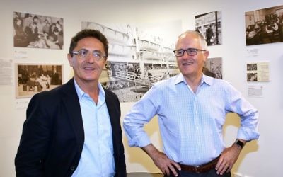 JewishCare president Allan Vidor with Prime Minister Malcolm Turnbull at JewishCare’s 80th birthday celebration on December 11. Photo: Noel Kessel