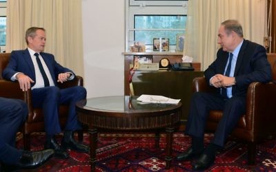 Bill Shorten meeting Benjamin Netanyahu in Jerusalem this week.