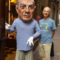 Diane Shonberg entered this holiday photo of her husband Peter posing with a Picasso figure in Spain.