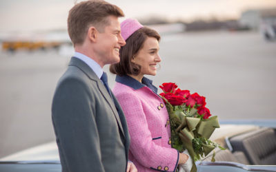 Natalie Portman stars as Jackie Kennedy in Jackie, pictured with Peter Saarsgard as Robert F Kennedy.
