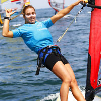 6-12-16. Sailing World Cup Final, Melbourne 2016. Women RS-X (wind surfing). Israeli Noga Geller. Photo: Peter Haskin