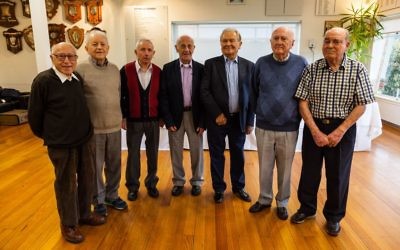 The Buchenwald Boys from left: Joe Szwarcberg, Henry Salter, Szaja Chaskiel and Sam Michalowicz. Photo: Zak Ben-Moshe