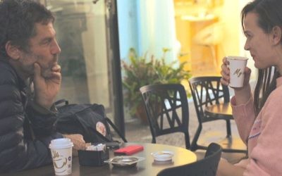 Bobbi Jean Smith (right) chats with Batsheva Dance Company artistic director Ohad Naharin.