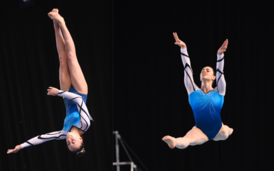 Deborah Greenbaum (right) and Jaymi Aronowitz at the Australian Gymnastics Championships in Melbourne.