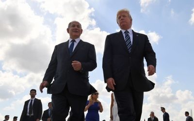 Benjamin Netanyahu farewelling Donald Trump at Ben Gurion airport on Tuesday.
Photo: Kobi Gideon/GPO