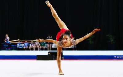 Alexandra Kiroi in action at the Australian Gymnastics Championships last week. Photo: Peter Haskin