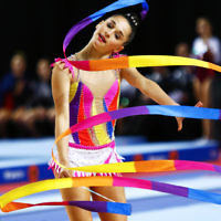 2-6-17. 2017 Australian Gymnastics Championships. Hisense Arena. Junior International Rythmic Gymnastics, Rashelle Feldman, ribbon. Photo: Peter Haskin 2-6-17. 2017 Australian Gymnastics Championships. Hisense Arena. Junior International Rythmic Gymnastics, Rashelle Feldman, ribbon. Photo: Peter Haskin