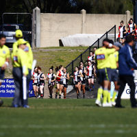 13-8-17. VAFA Women Preliminary Final. AJAX Jackettes were deferated by Old Mentonians 5-6-36 to 5-8-38. Photo: Peter Haskin