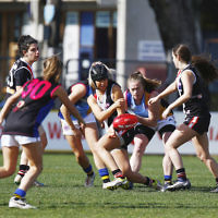 13-8-17. VAFA Women Preliminary Final. AJAX Jackettes were deferated by Old Mentonians 5-6-36 to 5-8-38. Toni Hamilton. Photo: Peter Haskin