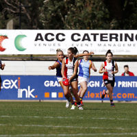 13-8-17. VAFA Women Preliminary Final. AJAX Jackettes were deferated by Old Mentonians 5-6-36 to 5-8-38. Photo: Peter Haskin