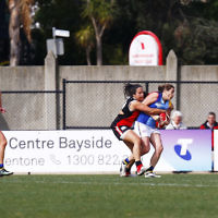 13-8-17. VAFA Women Preliminary Final. AJAX Jackettes were deferated by Old Mentonians 5-6-36 to 5-8-38. Amy Sekler. Photo: Peter Haskin