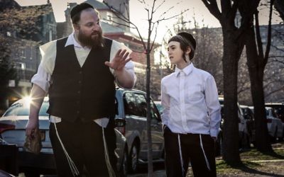 A scene from the Yiddish film Menashe starring Menashe Lustig.