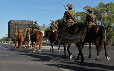 Riders in the In Pursuit of Beersheba tour pass through the
town of Balcaldine in western Queensland last month.
Photo: Sally Cripps/Queensland Country Life
