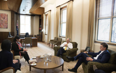 Dassi Erlich (second from left) accompanied by her sister Elly and Ted Baillieu met with Malcolm Turnbull last year.