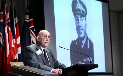 Harvey Baden pays tribute to the late Major-General Paul Cullen.
Photo: Noel Kessel