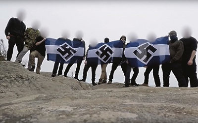 A screenshot from the Antipodean Resistance video.