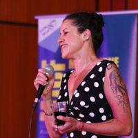 7-12-17. Melbourne Jewish Comedy Festival. Kadimah, Elsternwick. Miriam Levy. Photo: Peter Haskin 7-12-17. Melbourne Jewish Comedy Festival. Kadimah, Elsternwick. Miriam Levy. Photo: Peter Haskin
