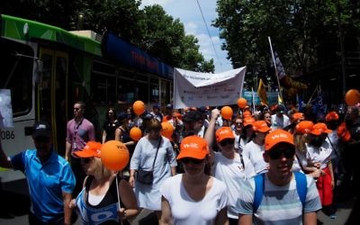 Jewish participants in Melbourne's Walk Against Family Violence.