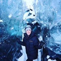 Lori Gross at the Blue Crystal Ice Cave at Breiðamerkurjökull, Iceland Lori Gross at the Blue Crystal Ice Cave at Breiðamerkurjökull, Iceland