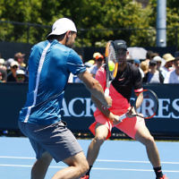 17-1-18. Australian Open 2018. Round 1 Mens doubles. Dudi Sela / Thomas Fabbiano lost their opeing match. Photo: Peter Haskin
