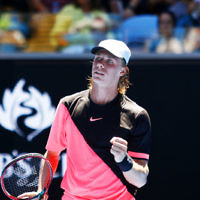 17-1-18. Australian Open 2018. Round 2 Mens doubles. Denis Shapovalov lost to Jo-Wilfried Tsonga. 6-3 3-6, 6-1, 6-7, 5-7. Photo: Peter Haskin