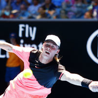 17-1-18. Australian Open 2018. Round 2 Mens doubles. Denis Shapovalov lost to Jo-Wilfried Tsonga. 6-3 3-6, 6-1, 6-7, 5-7. Photo: Peter Haskin