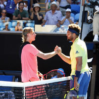 17-1-18. Australian Open 2018. Round 2 Mens singles. Denis Shapovalov lost to Jo-Wilfried Tsonga. 6-3 3-6, 6-1, 6-7, 5-7. Photo: Peter Haskin
