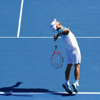 19-1-18. Australian Open 2018. Round 3 Mens singles. Diego Schwartzman def Alex Dolgopolov 6-7, 6-2, 6-3, 6-3.   Photo: Peter Haskin