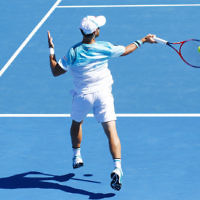19-1-18. Australian Open 2018. Round 3 Mens singles. Diego Schwartzman def Alex Dolgopolov 6-7, 6-2, 6-3, 6-3.   Photo: Peter Haskin