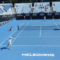 19-1-18. Australian Open 2018. Round 3 Mens singles. Diego Schwartzman def Alex Dolgopolov 6-7, 6-2, 6-3, 6-3.   Photo: Peter Haskin