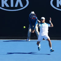 19-1-18. Australian Open 2018. Round 3 Mens singles. Diego Schwartzman def Alex Dolgopolov 6-7, 6-2, 6-3, 6-3.   Photo: Peter Haskin