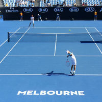 19-1-18. Australian Open 2018. Round 3 Mens singles. Diego Schwartzman def Alex Dolgopolov 6-7, 6-2, 6-3, 6-3.   Photo: Peter Haskin