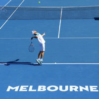19-1-18. Australian Open 2018. Round 3 Mens singles. Diego Schwartzman def Alex Dolgopolov 6-7, 6-2, 6-3, 6-3.   Photo: Peter Haskin