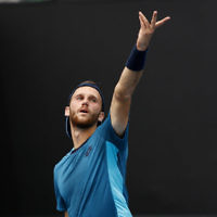 Australian Open 2018. Mens qualifying round 1. Edan Leshem lost to Gleb Sakharov 6-7, 4-6. Photo: Peter Haskin