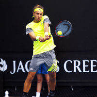 Australian Open 2018. Mens qualifying round 1. Edan Leshem lost to Gleb Sakharov 6-7, 4-6. Photo: Peter Haskin